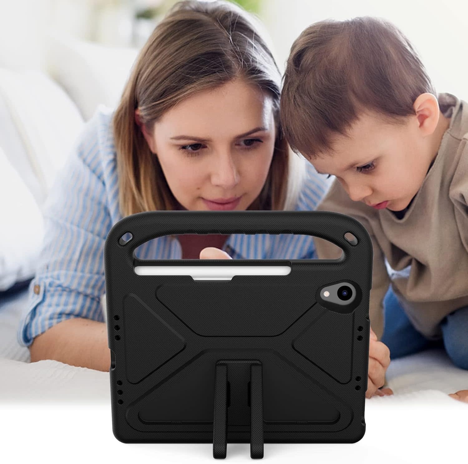 EVA Kids Safe Handle Stand Shockproof with Pencil Holder Case For Apple iPad Mini 8.3" 6th/7th Gen - Black