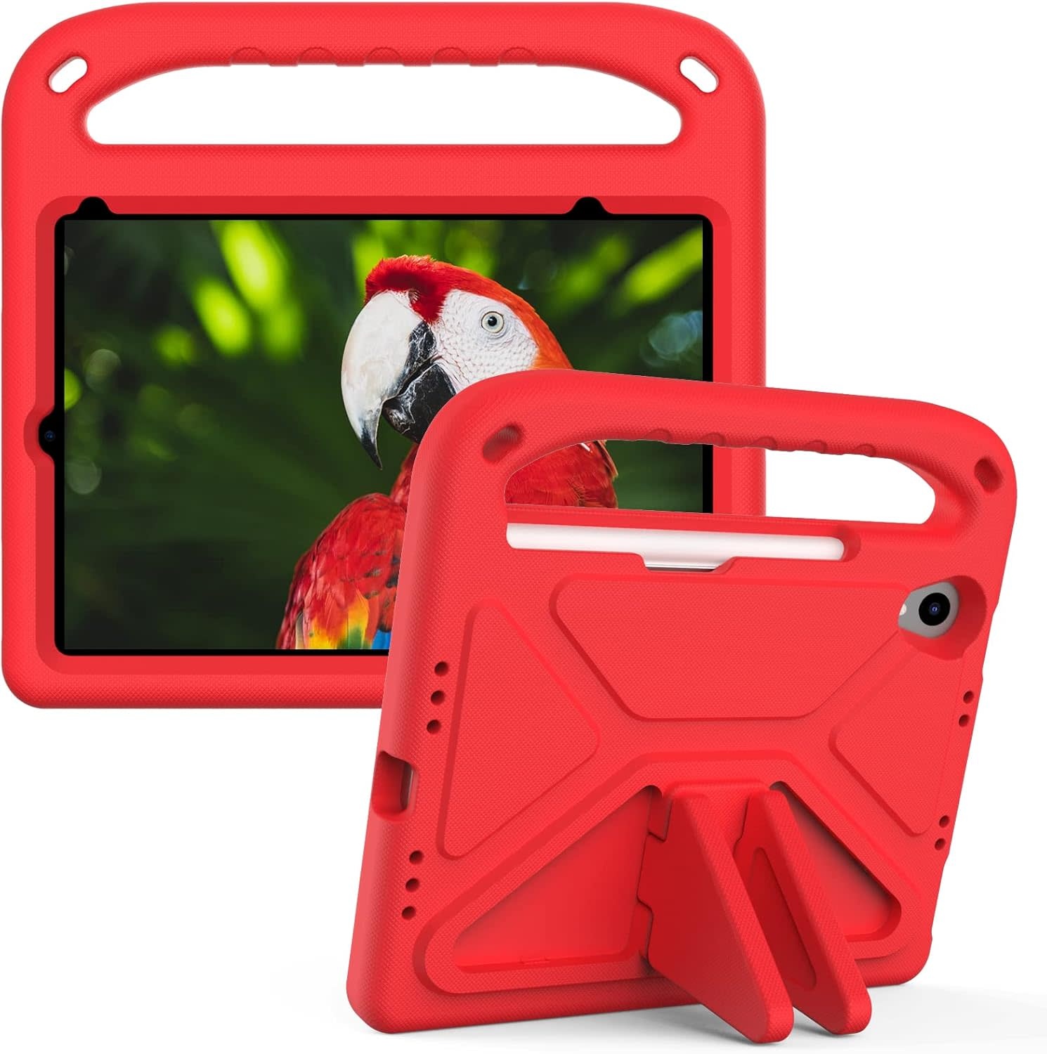 EVA Kids Safe Handle Stand Shockproof with Pencil Holder Case For Apple iPad Mini 8.3" 6th/7th Gen  - Red