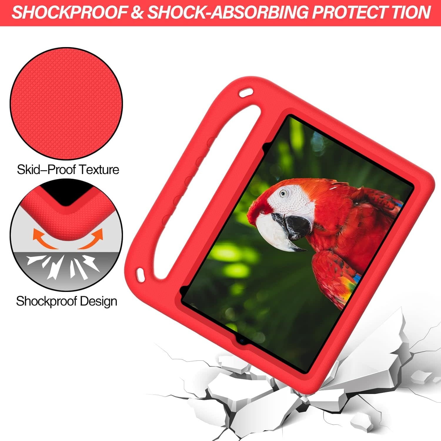 EVA Kids Safe Handle Stand Shockproof with Pencil Holder Case For Apple iPad Mini 8.3" 6th/7th Gen  - Red