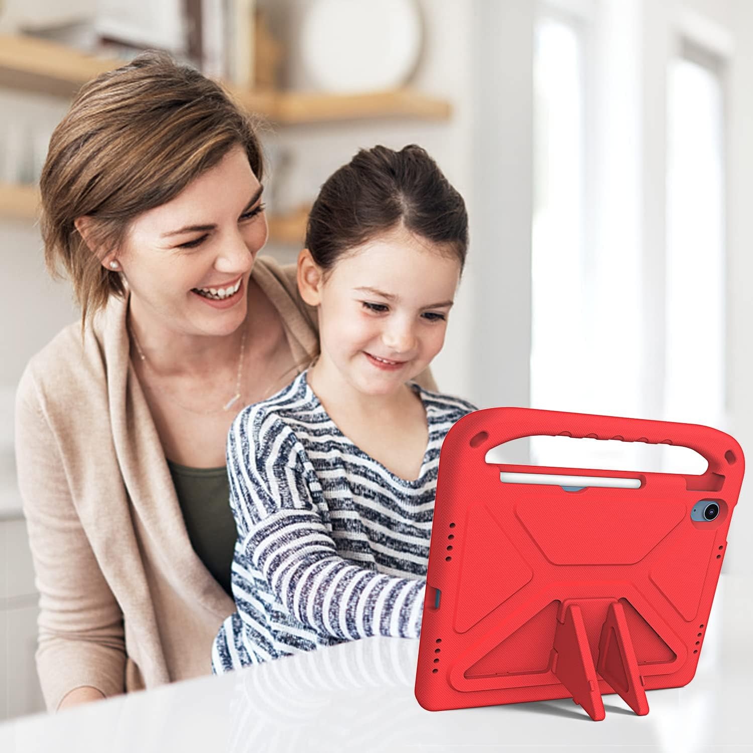 EVA Kids Safe Handle Stand Shockproof with Pencil Holder Case For Apple iPad Mini 8.3" 6th/7th Gen  - Red