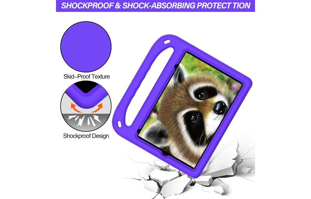EVA Kids Safe Handle Stand Shockproof with Pencil Holder Case For Apple iPad Mini 8.3" 6th/7th Gen - Purple