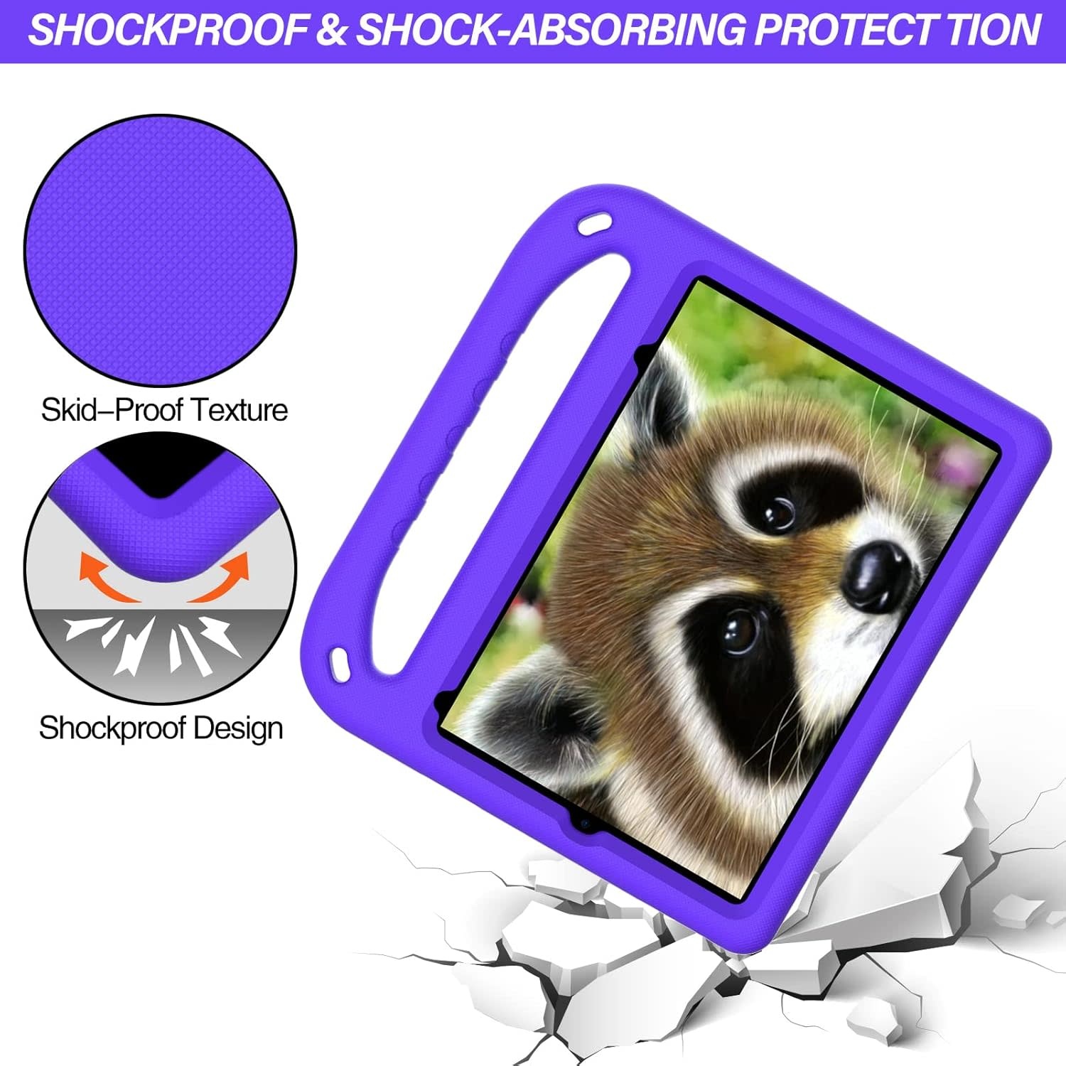 EVA Kids Safe Handle Stand Shockproof with Pencil Holder Case For Apple iPad Mini 8.3" 6th/7th Gen - Purple