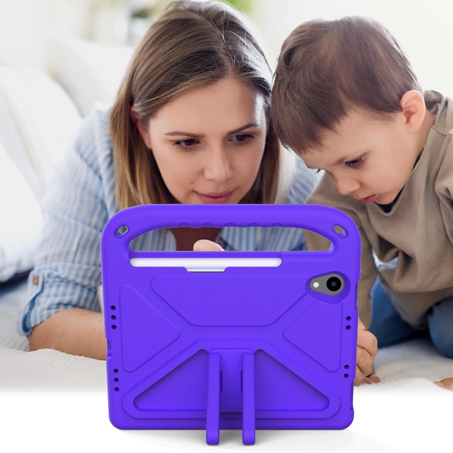 EVA Kids Safe Handle Stand Shockproof with Pencil Holder Case For Apple iPad Mini 8.3" 6th/7th Gen  - Purple