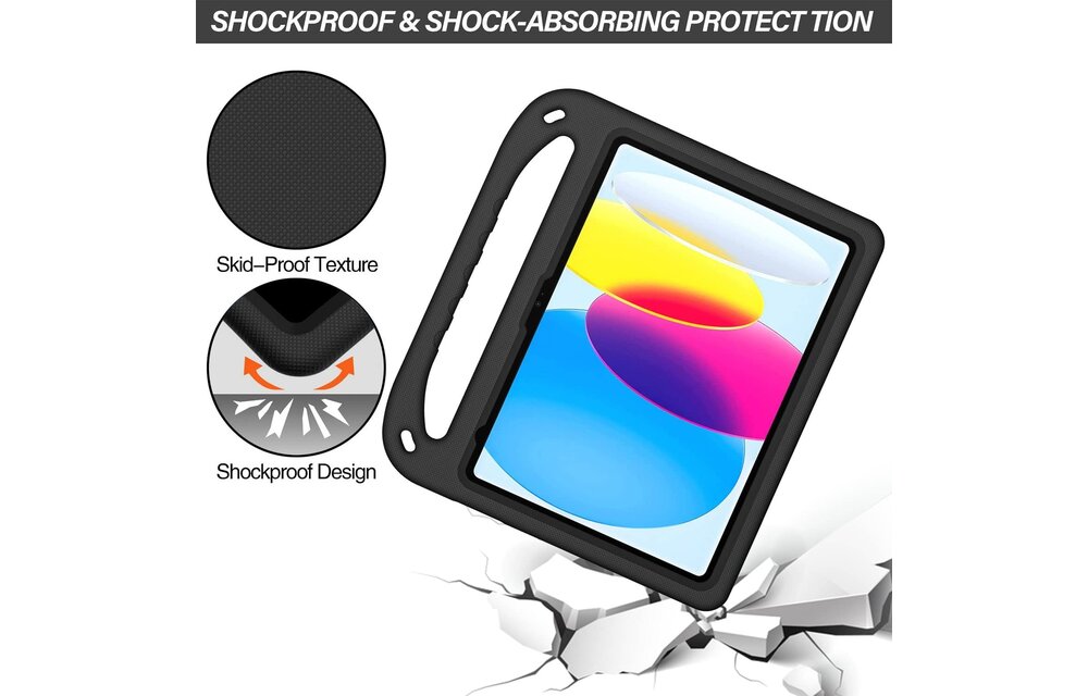 EVA Kids Safe Handle Stand Shockproof with Pencil Holder Case For Apple iPad 10th/11th Gen  - Black