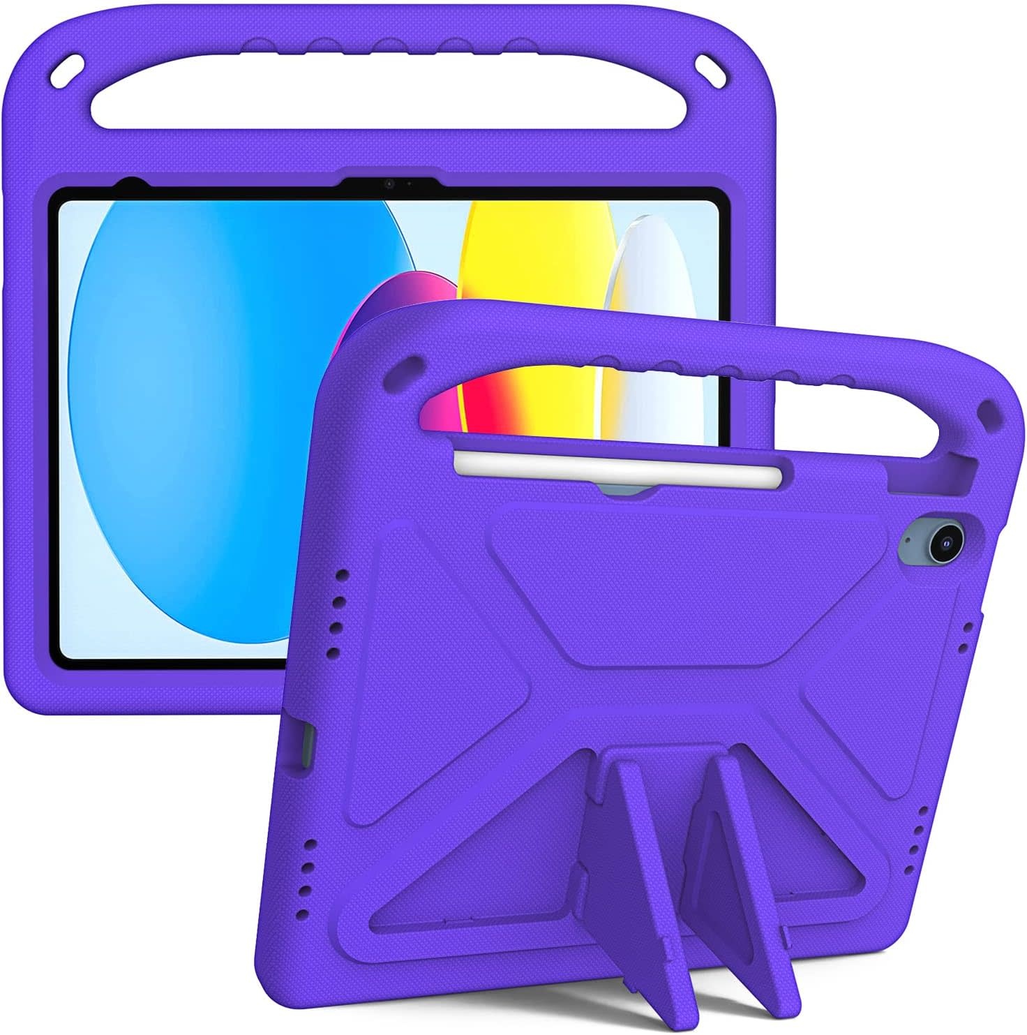 EVA Kids Safe Handle Stand Shockproof with Pencil Holder Case For Apple iPad 10th/11th Gen - Purple