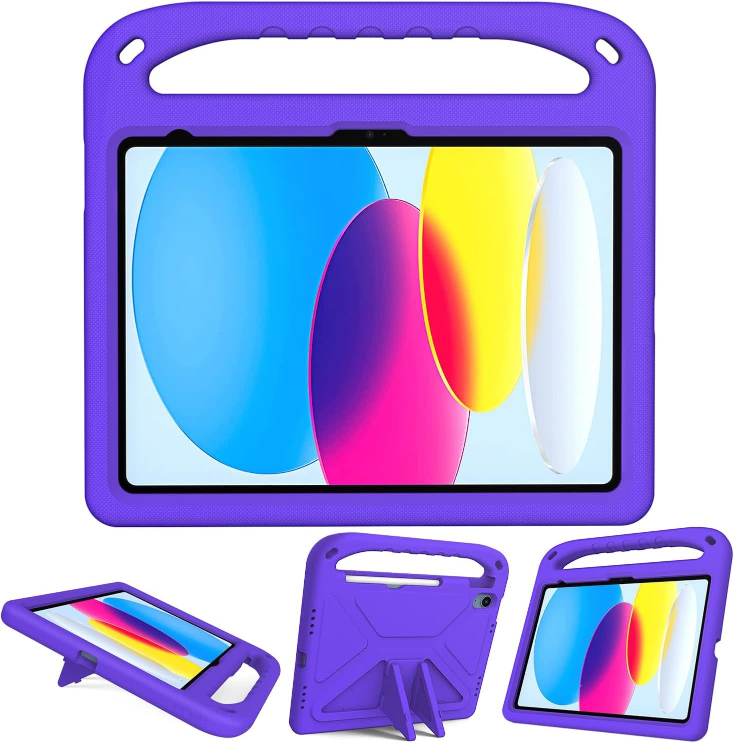 EVA Kids Safe Handle Stand Shockproof with Pencil Holder Case For Apple iPad 10th/11th Gen - Purple