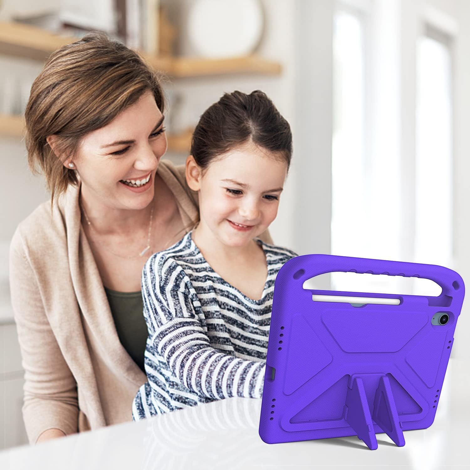 EVA Kids Safe Handle Stand Shockproof with Pencil Holder Case For Apple iPad 10th/11th Gen - Purple