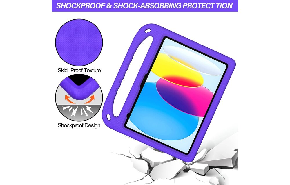 EVA Kids Safe Handle Stand Shockproof with Pencil Holder Case For Apple iPad 10th/11th Gen - Purple