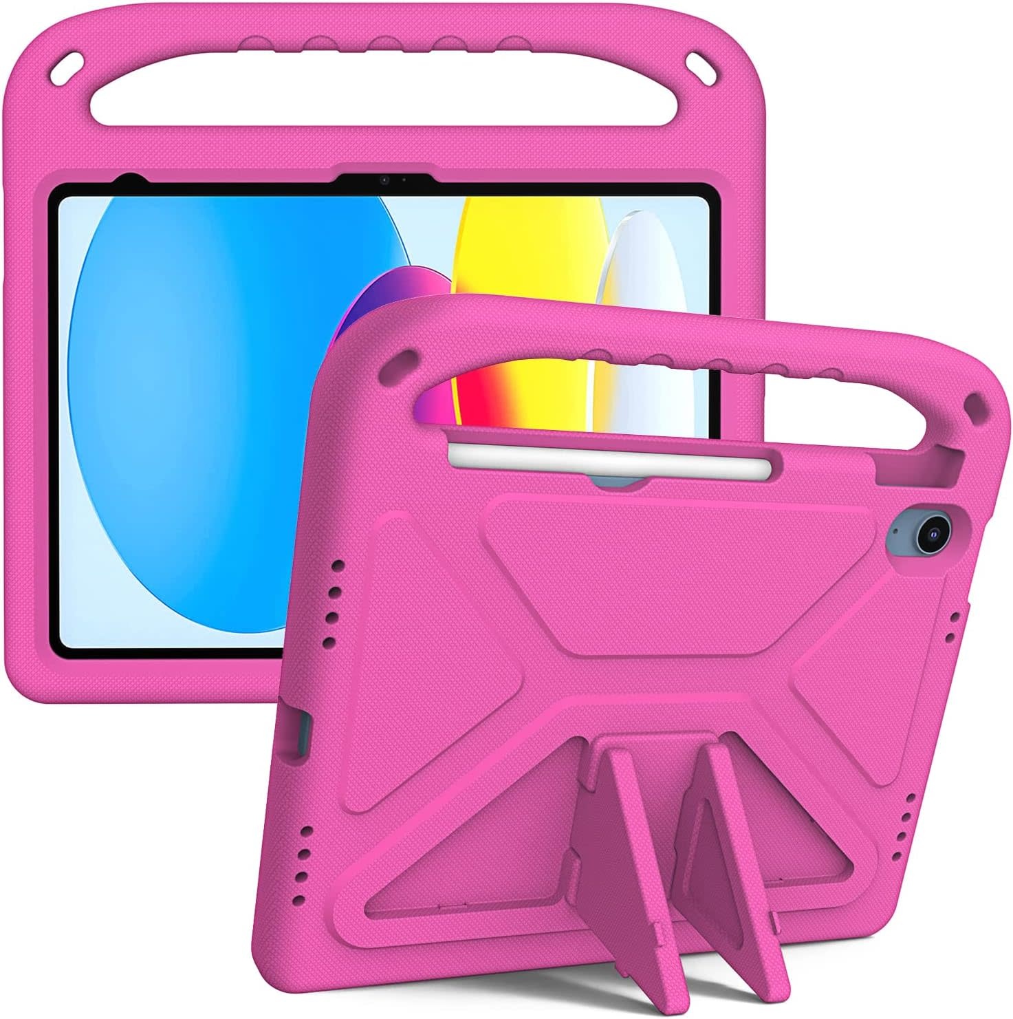 EVA Kids Safe Handle Stand Shockproof with Pencil Holder Case For Apple iPad 10th/11th Gen - Pink