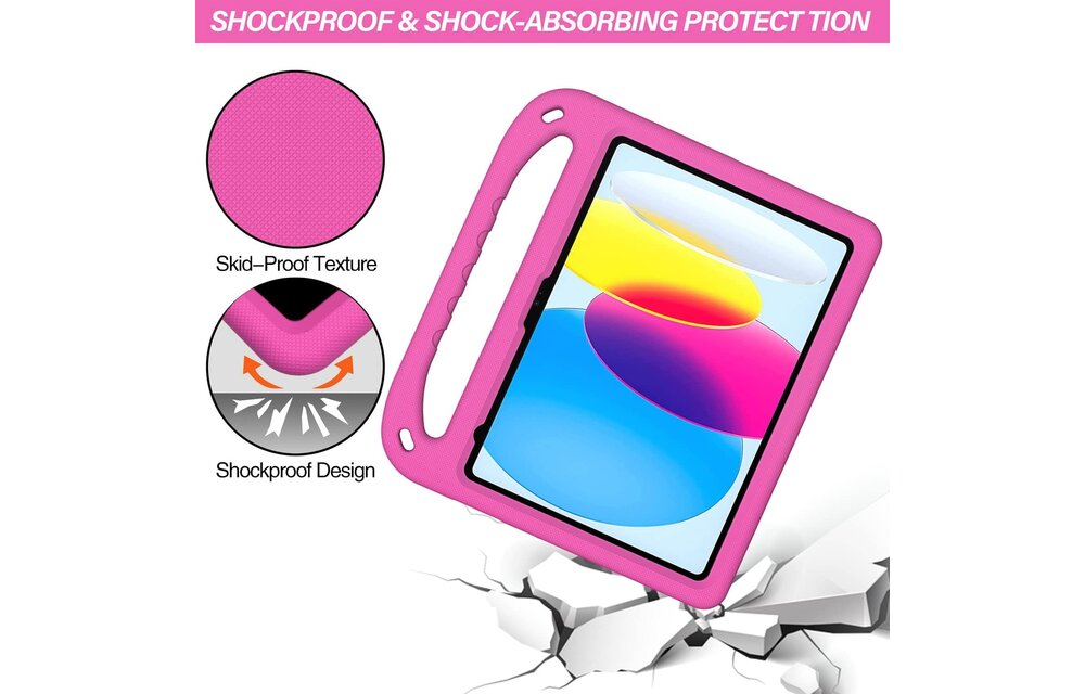 EVA Kids Safe Handle Stand Shockproof with Pencil Holder Case For Apple iPad 10th/11th Gen  - Pink