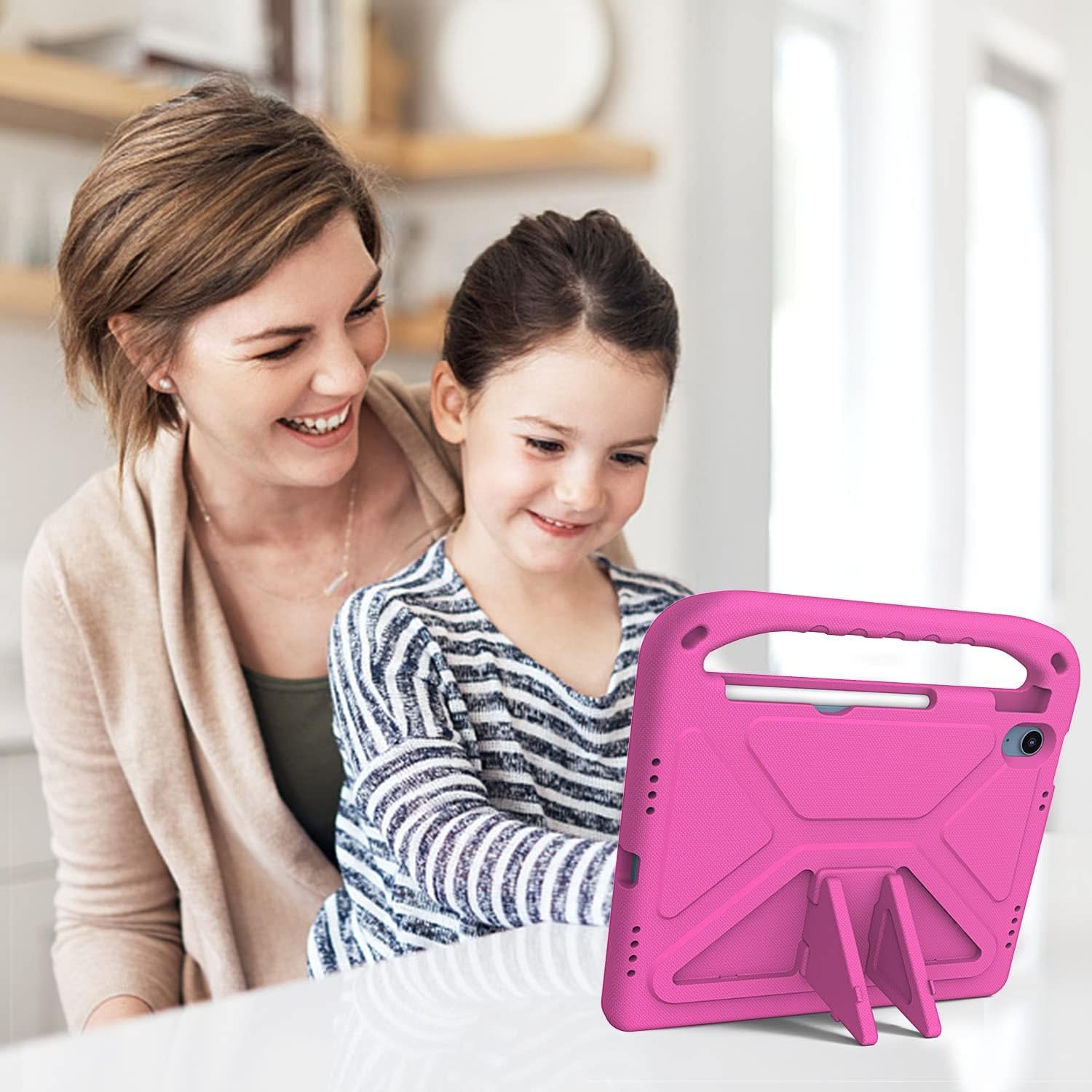 EVA Kids Safe Handle Stand Shockproof with Pencil Holder Case For Apple iPad 10th/11th Gen  - Pink
