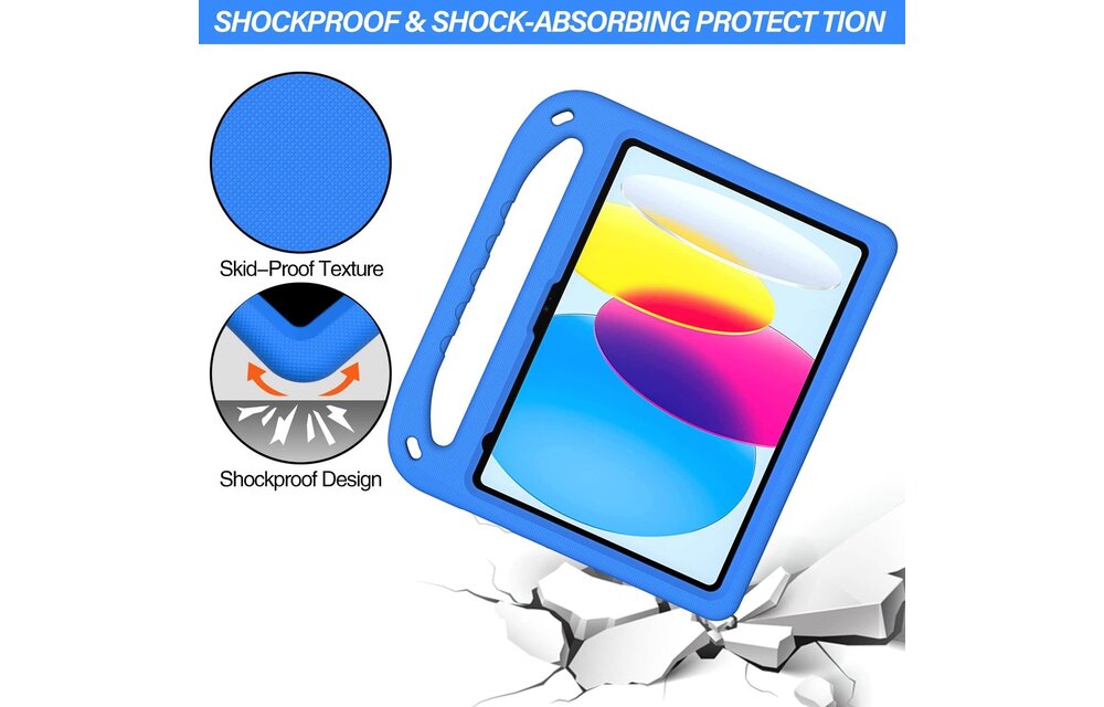 EVA Kids Safe Handle Stand Shockproof with Pencil Holder Case For Apple iPad 10th/11th Gen  - Blue