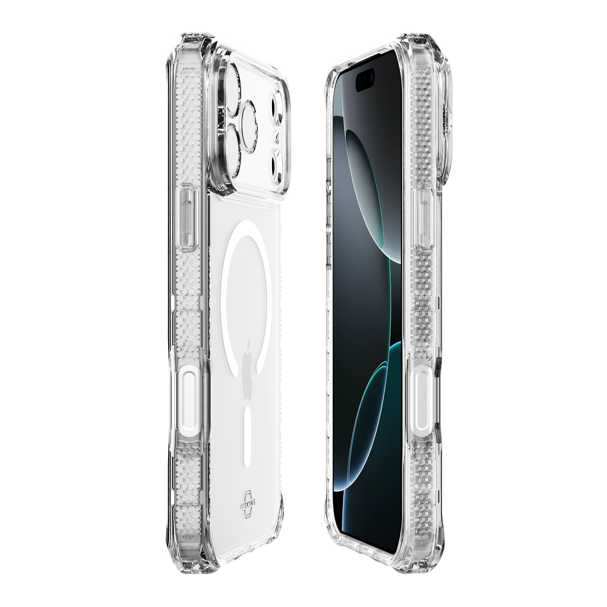 ITSKINS Hybrid Power Bundle 45W Adapter Dual USB-C Port UK + Defense Glass Screen protection + Clear MagSafe Case for Apple iPhone 17 Pro