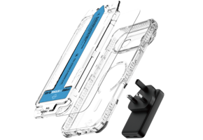 ITSKINS Hybrid Power Bundle 45W Adapter Dual USB-C Port UK + Defense Glass Screen protection + Clear MagSafe Case for Apple iPhone Air