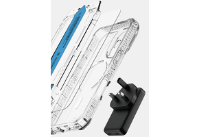 ITSKINS Hybrid Power Bundle 45W Adapter Dual USB-C Port UK + Defense Glass Screen protection + Clear MagSafe Case for Apple iPhone 17