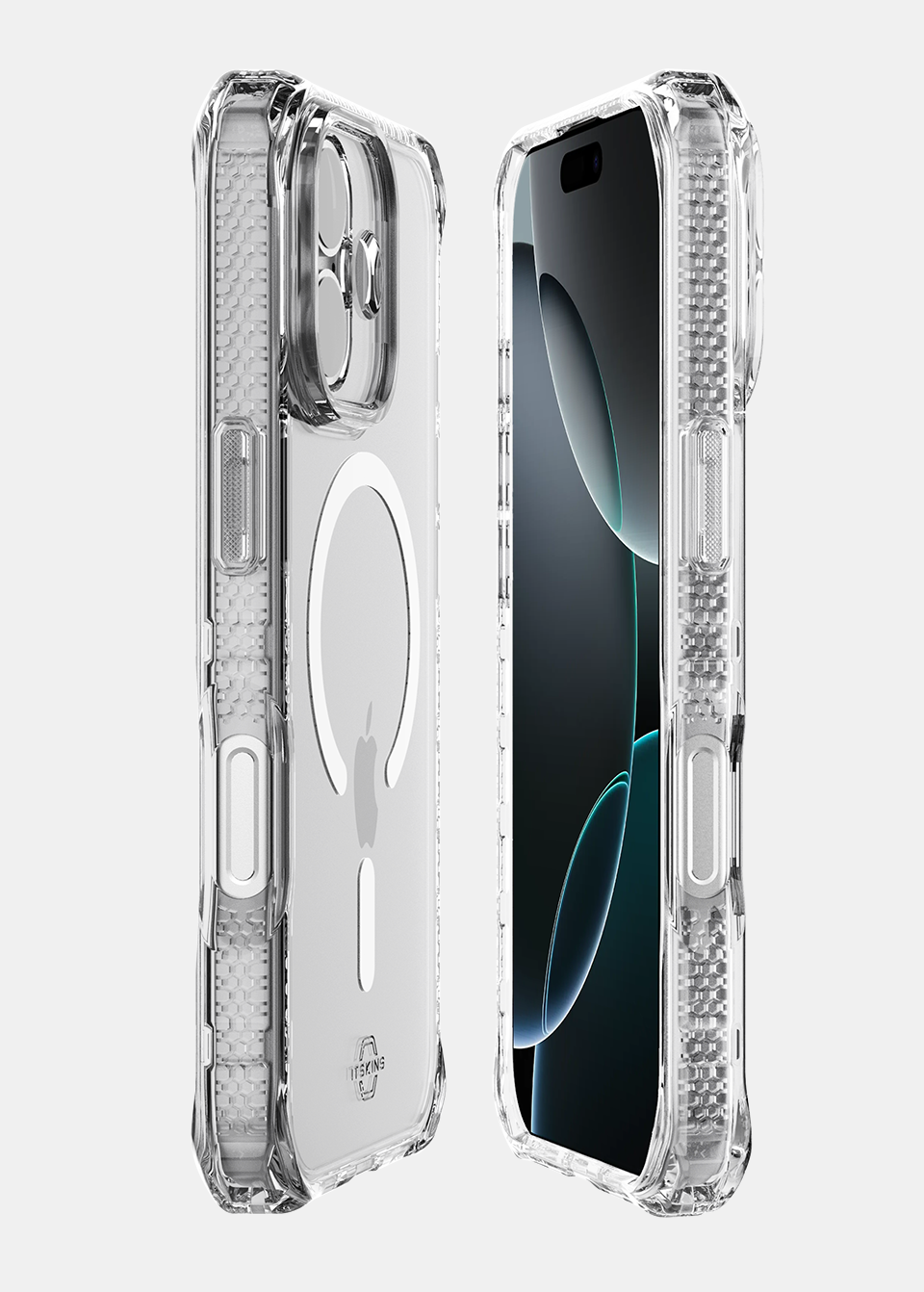 ITSKINS Hybrid Power Bundle 45W Adapter Dual USB-C Port UK + Defense Glass Screen protection + Clear MagSafe Case for Apple iPhone 17