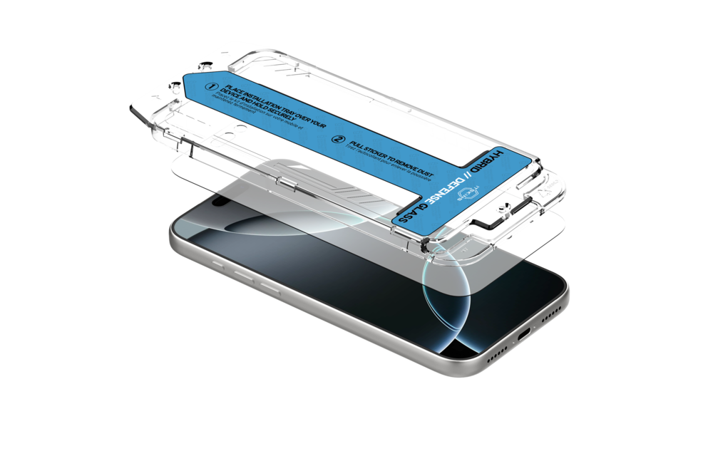 ITSKINS Hybrid Defense Glass Protector With Installation Tray for Apple iPhone 17 - Transparent