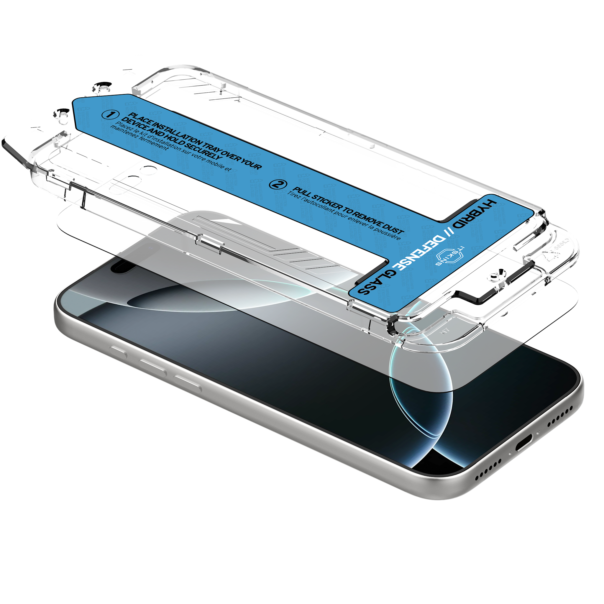 ITSKINS Hybrid Defense Glass Protector With Installation Tray for Apple iPhone 17 - Transparent