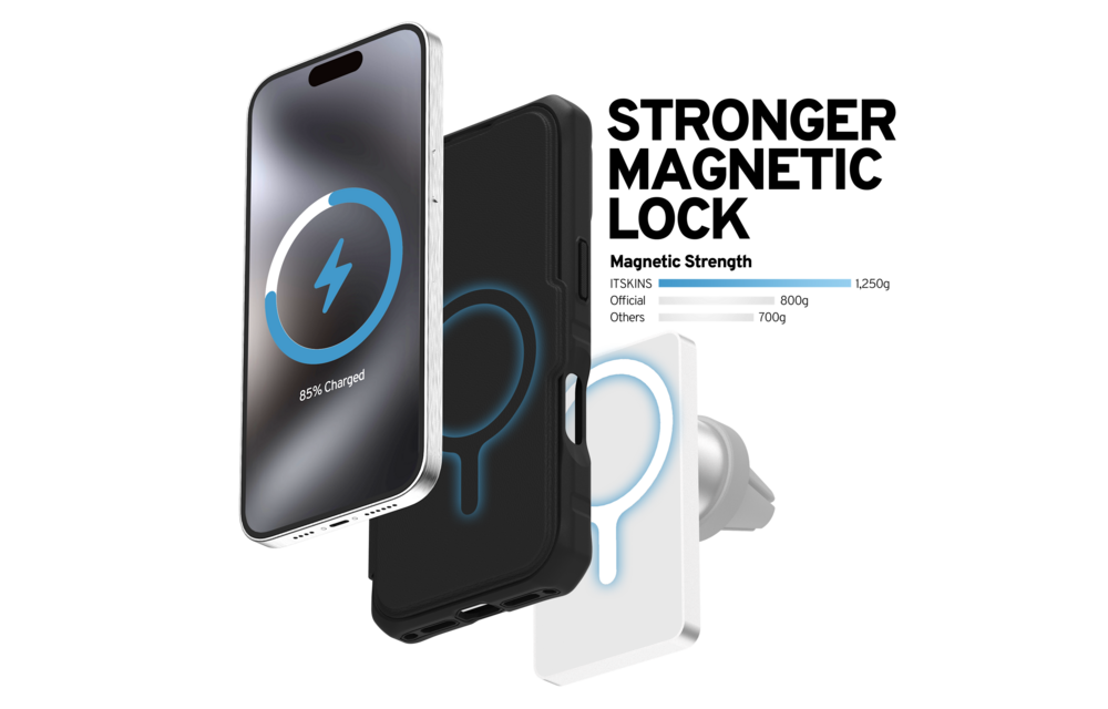 ITSKINS Hybrid R Leather Folio With MagSafe Case for Apple iPhone 17 - Black