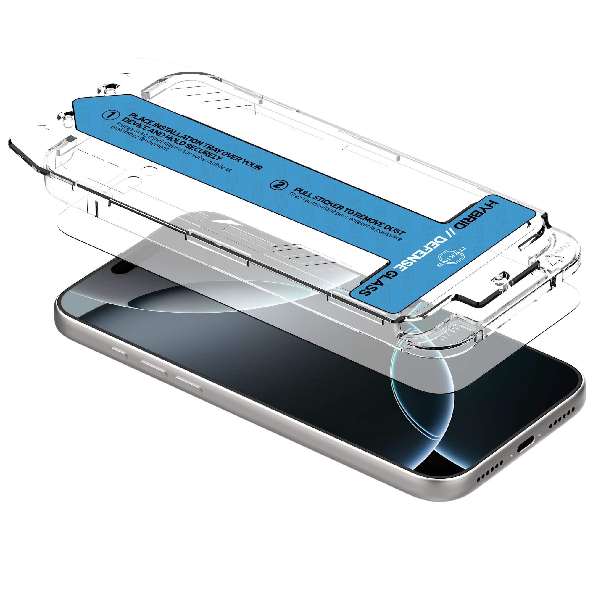 ITSKINS Hybrid Defense Glass Protector With Installation Tray for Apple iPhone 18 Pro / 17 Pro - Transparent