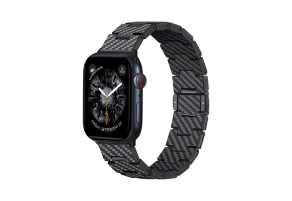 Pitaka Carbon Fiber Link Bracelet Band Retro for Apple Watch Ultra 49mm & 42,44,45.46mm / 38,40,41,42mm  - Black/Grey Twil