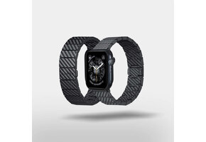Pitaka Carbon Fiber Link Bracelet Band Modern for Apple Watch Ultra 49mm & 42,44,45.46mm / 38,40,41,42mm- Black/Grey Twil
