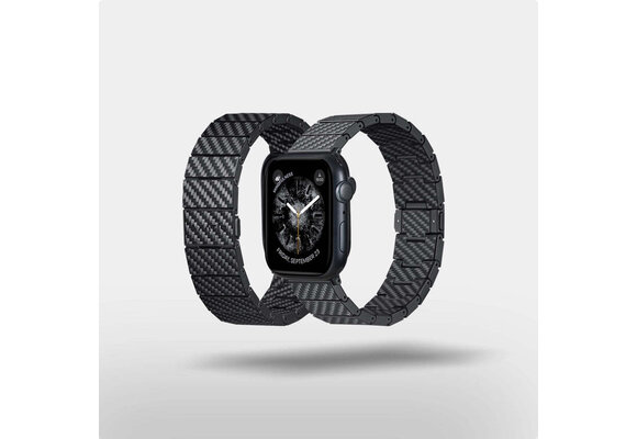 Pitaka Carbon Fiber Link Bracelet Band Modern for Apple Watch Ultra 49mm & 42,44,45.46mm / 38,40,41,42mm- Black/Grey Twil