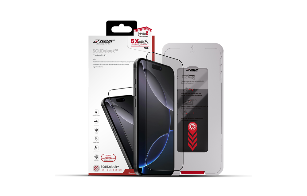 Zeelot Solidsleek 2.5D+ 26 Degree Shadow Vue Glass Protector with EasyFit Installation Kit for iPhone 17 Pro - Privacy