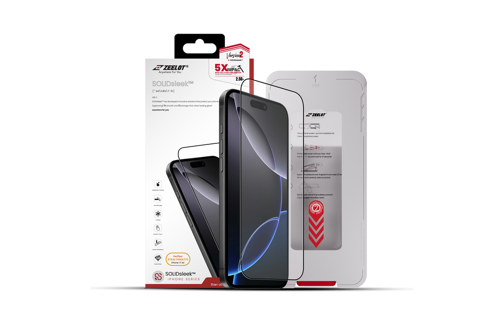 Zeelot Solidsleek 2.5D+ Stealth Matte Glass Protector with EasyFit Installation Kit for iPhone Air - Matte Clear