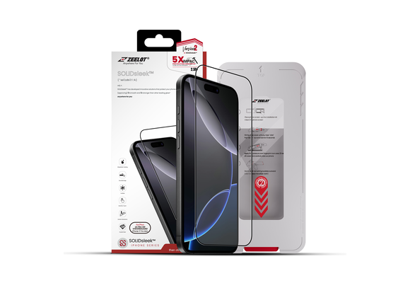 Zeelot Solidsleek 2.5D+ Ultra HD VisionGuard Glass Protector with EasyFit Installation Kit for iPhone 17 Pro Max - Retina Clear