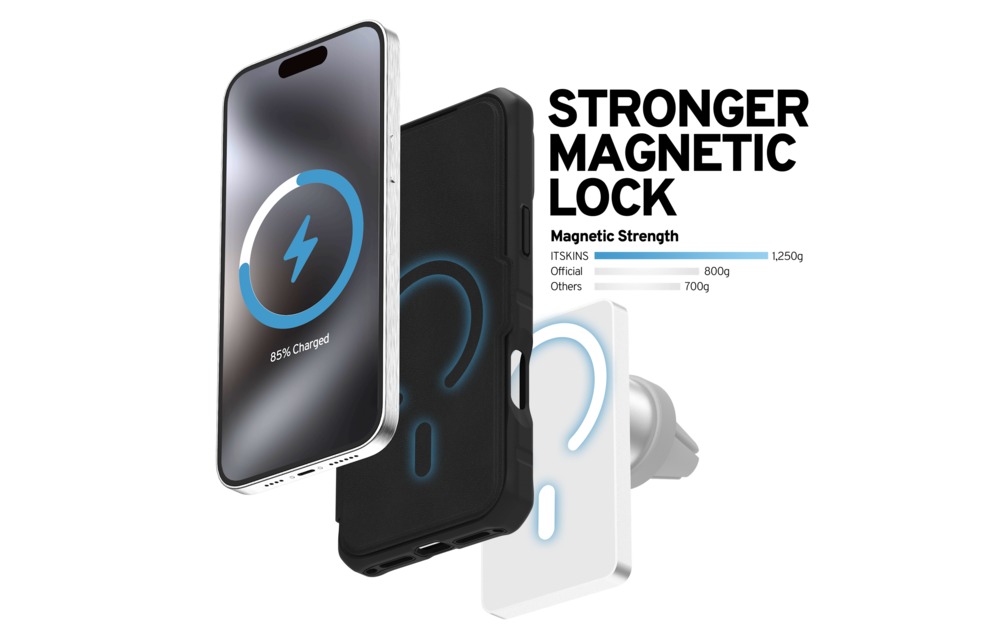 ITSKINS Hybrid R Leather Folio With MagSafe Case for Apple iPhone 17 Pro Max - Black