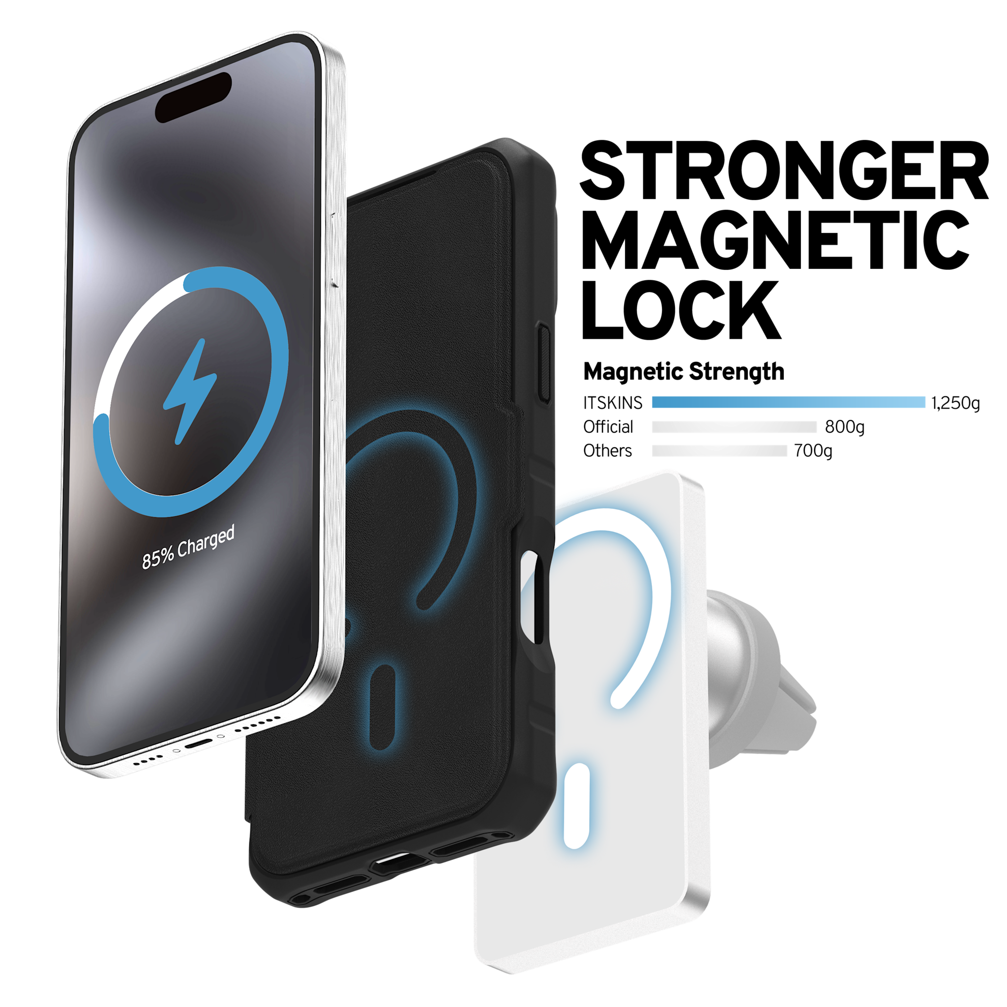 ITSKINS Hybrid R Leather Folio With MagSafe Case for Apple iPhone 17 Pro Max - Black