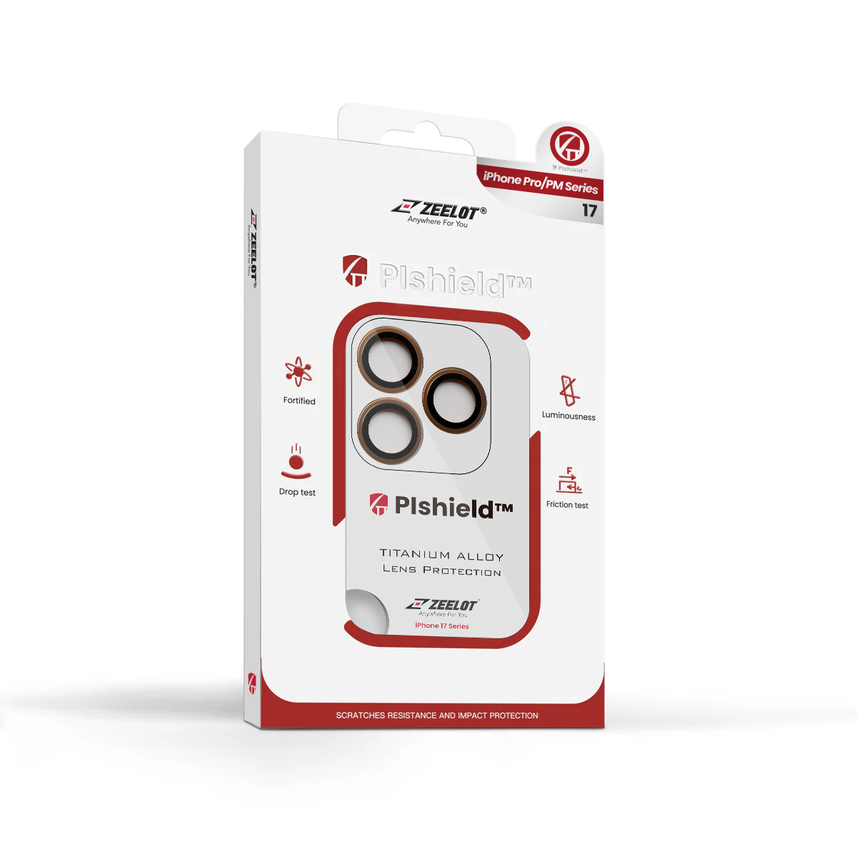 Zeelot Pishield Sturdy Titanium Alloy Lens Protector for iPhone 17 Pro / 17 Pro Max - Orange
