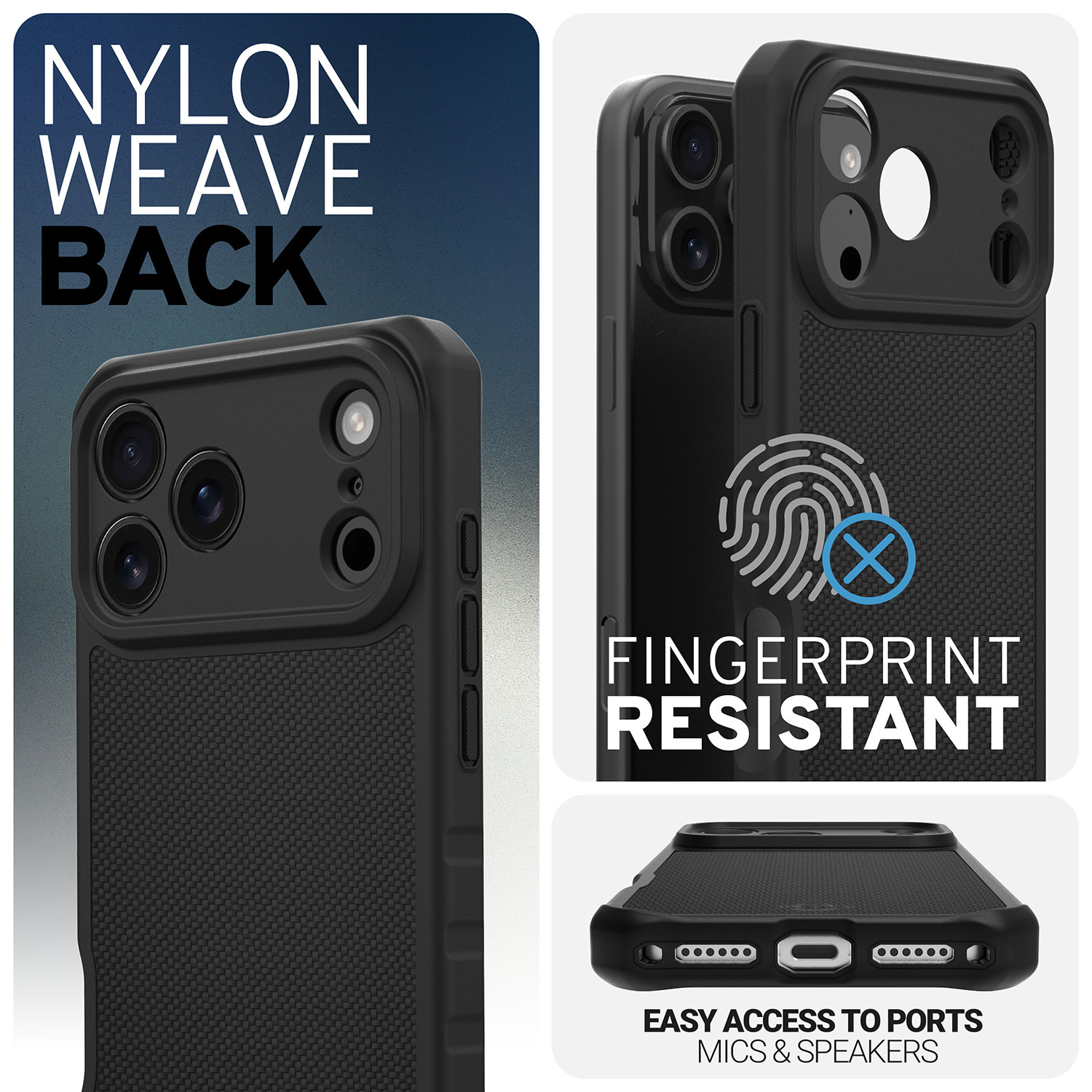 ITSKINS Hybrid R Nylon With MagSafe Case for Apple iPhone 17 Pro Max - Black