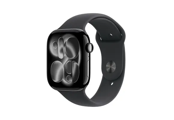 Apple Watch Series 11 GPS, 46mm Aluminium Case with Black Sport Band M/S - Jet Black