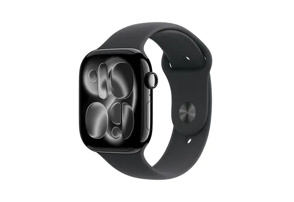 Apple Watch Series 11 GPS, 42mm Aluminium Case with Black Sport Band M/S - Jet Black