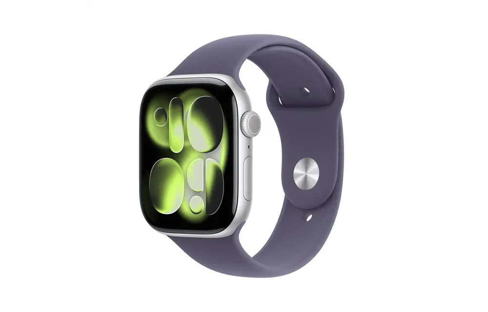 Apple Watch Series 11 GPS, 42mm Aluminium Case with Purple Fog Sport Band M/S - Silver