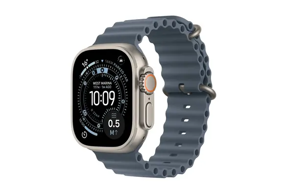 Apple Watch Ultra 3 GPS + Cellular 49mm Titanium Case Anchor Blue Ocean Band - Natural Titanium