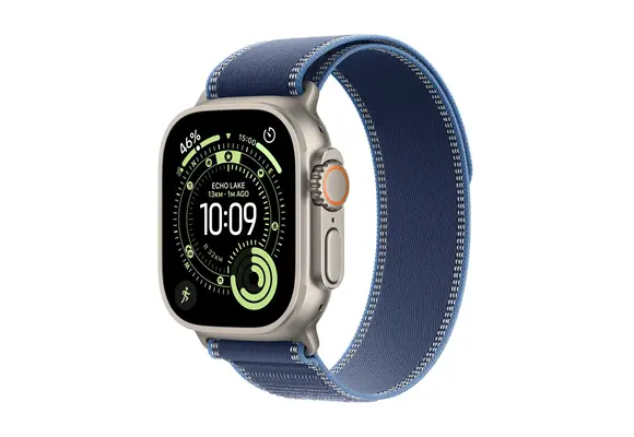 Apple Watch Ultra 3 GPS + Cellular 49mm Titanium Case Blue/Bright Blue Trail Loop M/L - Natural Titanium