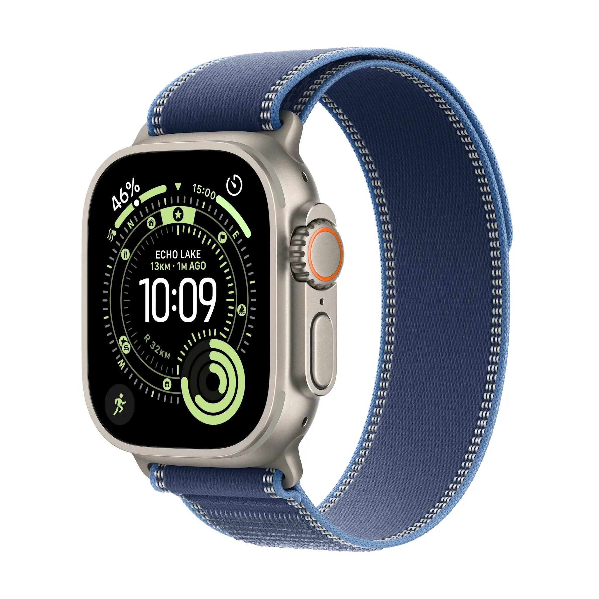 Apple Watch Ultra 3 GPS + Cellular 49mm Titanium Case Blue/Bright Blue Trail Loop M/L - Natural Titanium