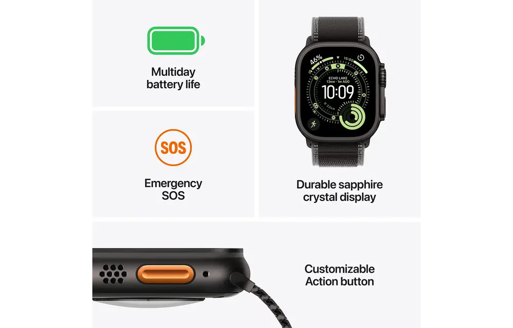 Apple Watch Ultra 3 GPS + Cellular 49mm Titanium Case Black Ocean Band - Black Titanium