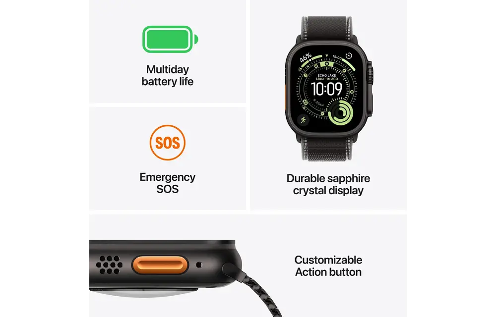 Apple Watch Ultra 3 GPS + Cellular 49mm Titanium Case Anchor Blue Ocean Band - Natural Titanium