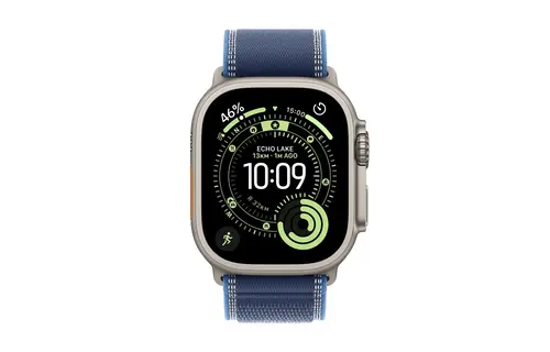 Apple Watch Ultra 3 GPS + Cellular 49mm Titanium Case Blue/Bright Blue Trail Loop M/L - Natural Titanium
