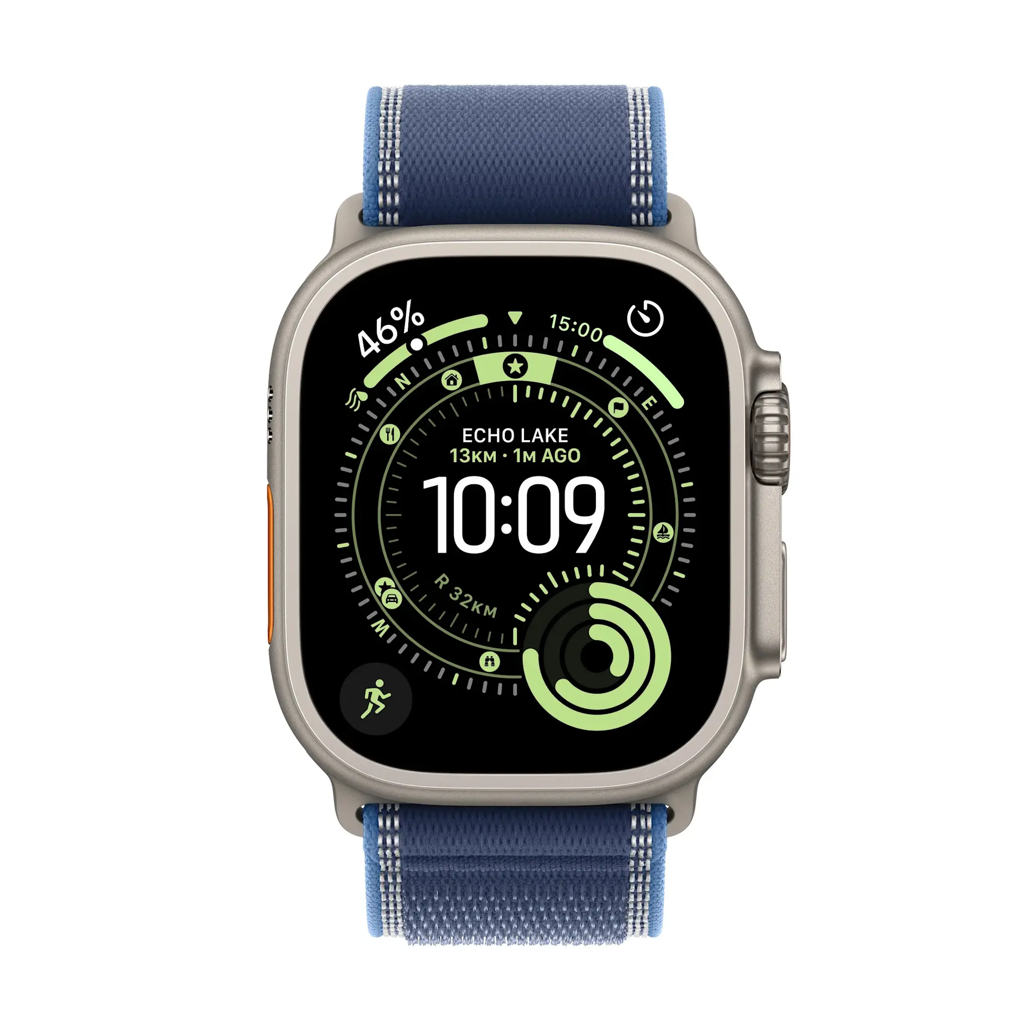 Apple Watch Ultra 3 GPS + Cellular 49mm Titanium Case Blue/Bright Blue Trail Loop M/L - Natural Titanium