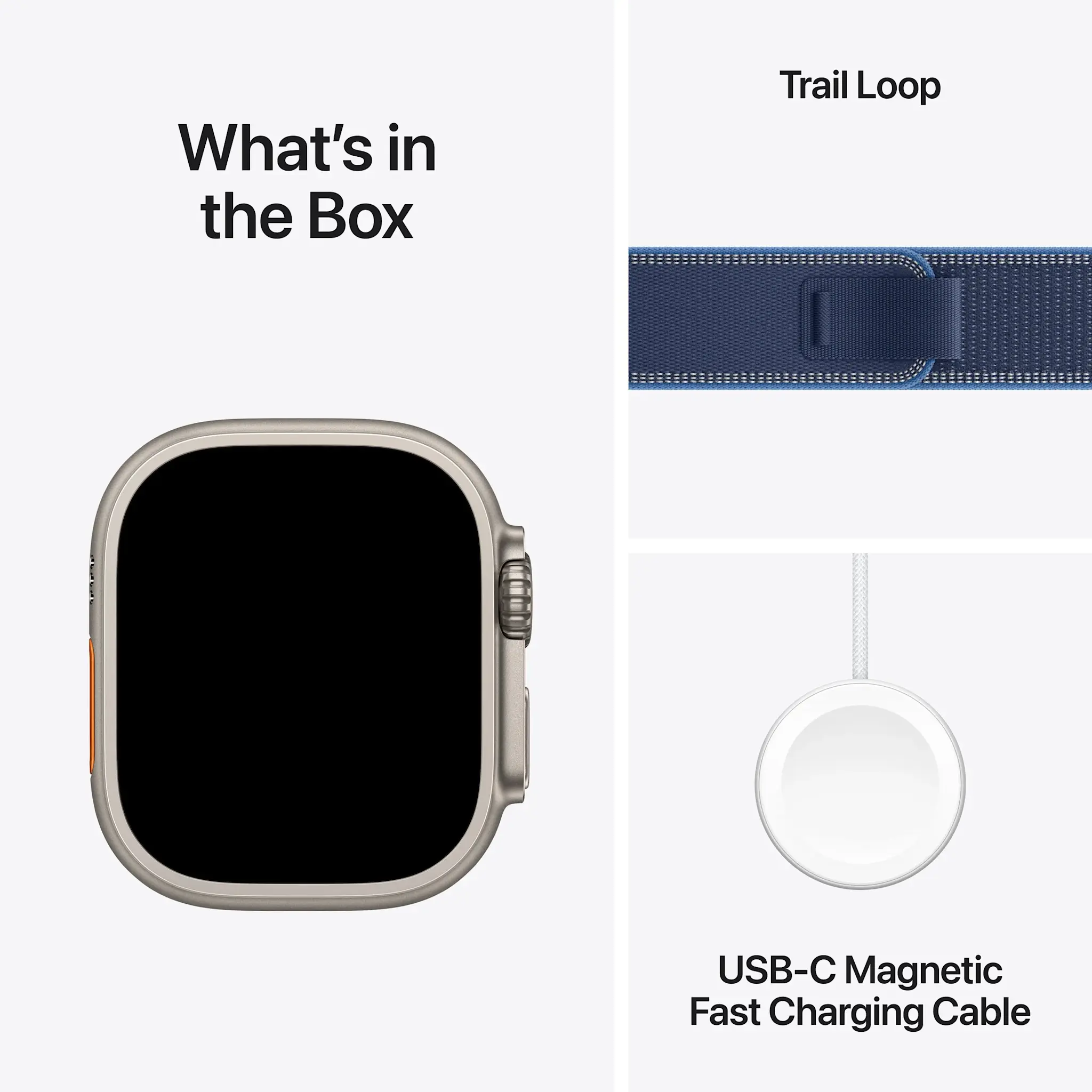 Apple Watch Ultra 3 GPS + Cellular 49mm Titanium Case Blue/Bright Blue Trail Loop M/L - Natural Titanium