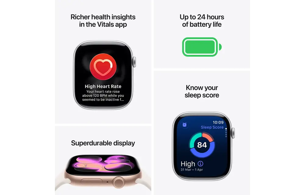 Apple Watch Series 11 GPS, 46mm Aluminium Case with Black Sport Band M/S - Jet Black