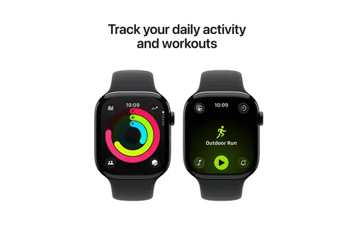 Apple Watch Series 11 GPS, 42mm Aluminium Case with Black Sport Band M/S - Jet Black