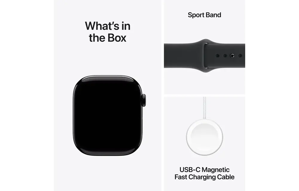 Apple Watch Series 11 GPS, 42mm Aluminium Case with Black Sport Band M/S - Jet Black