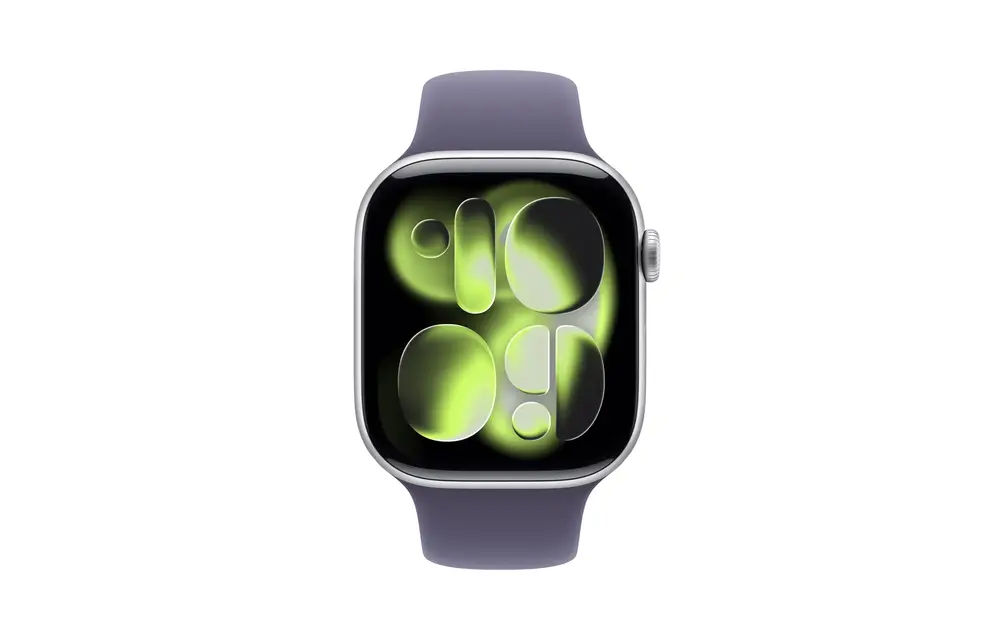 Apple Watch Series 11 GPS, 42mm Aluminium Case with Purple Fog Sport Band M/S - Silver