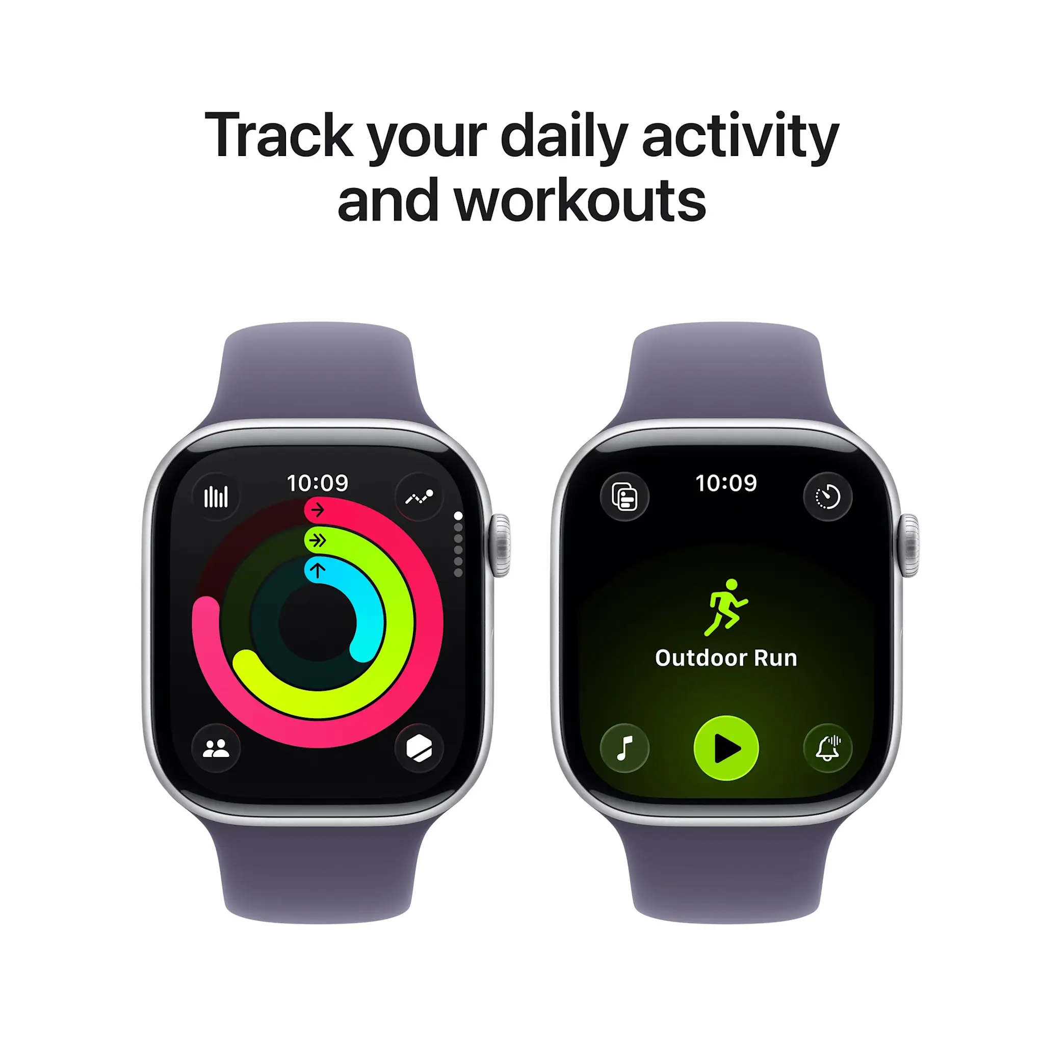 Apple Watch Series 11 GPS, 42mm Aluminium Case with Purple Fog Sport Band M/S - Silver